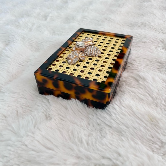 Handmade Tortoiseshell Bee Clutch with Crystal Embellishment - Picture 6 of 7